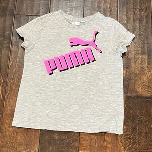 Puma Kids Gray T-Shirt with Pink Logo